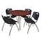 Kee Kee Round Table & Chair Set, Wood, Metal, Plastic Top, Cherry TB42RNDCHBPCM47BK - alternate 1